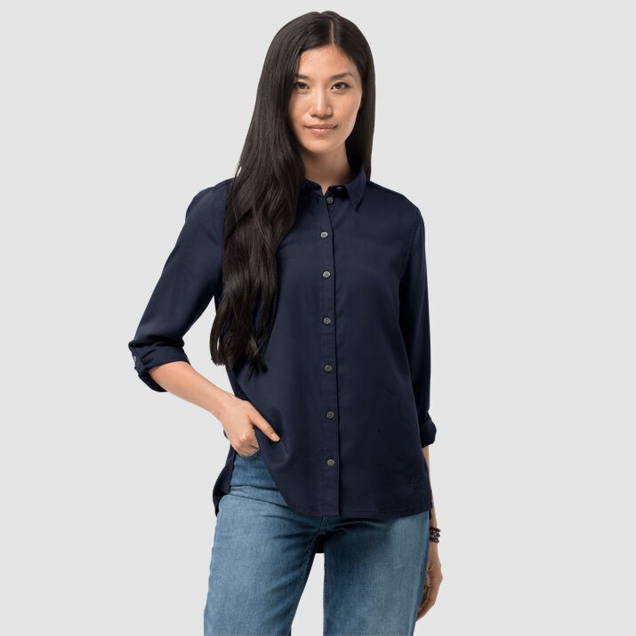 Camisa Manga Larga Jack Wolfskin Mojave Mujer Azul Marino Mexico-4975328